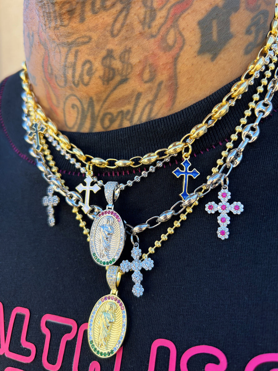 St Jude white gold ball chain – Amerikan Outkast
