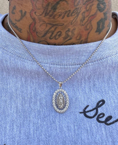 Virgin Mary ball chain silver