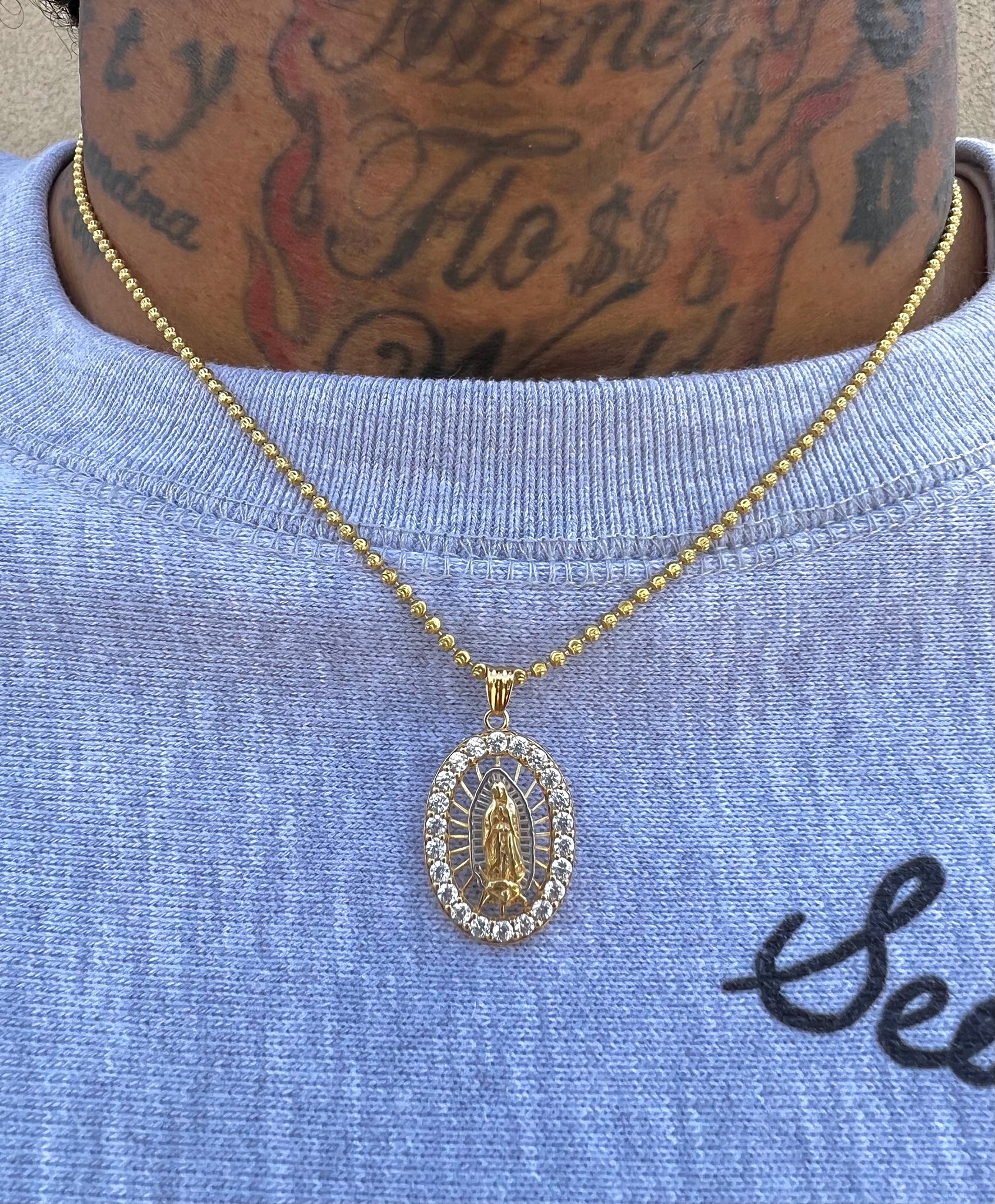 Virgin Mary ball chain gold