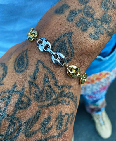 2 tone mariner link bracelet