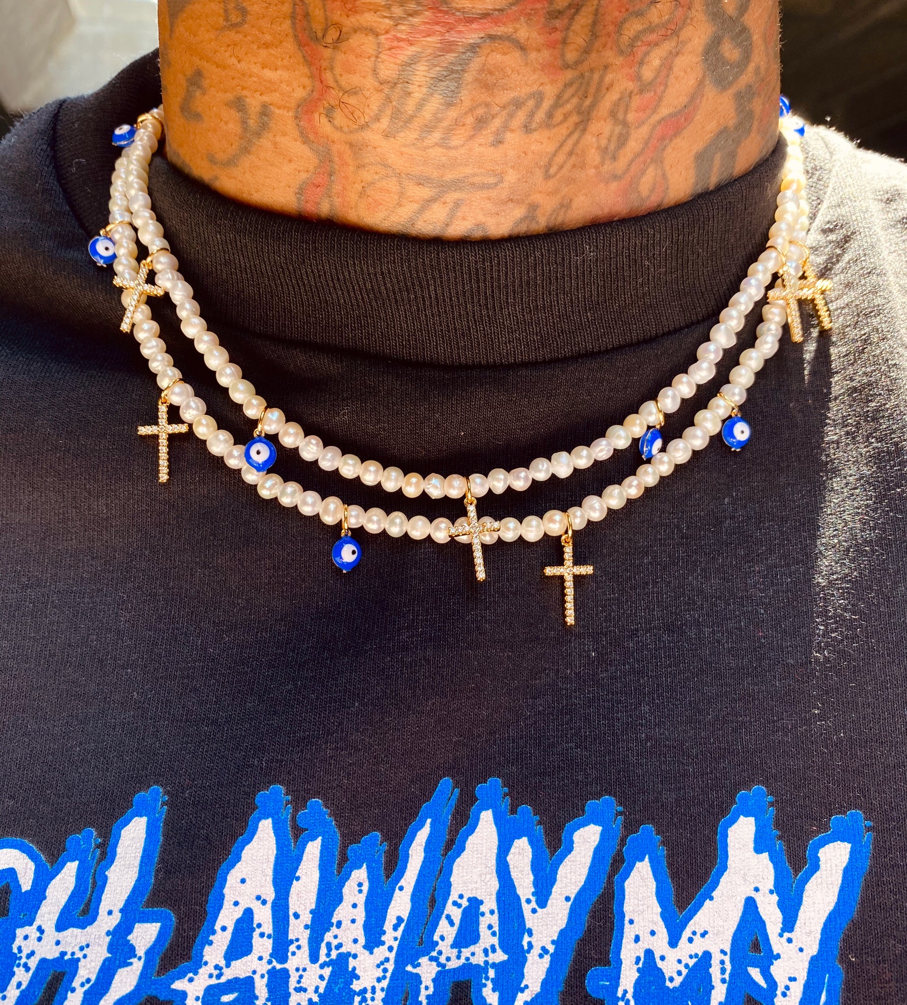 Fear no Evil choker blue